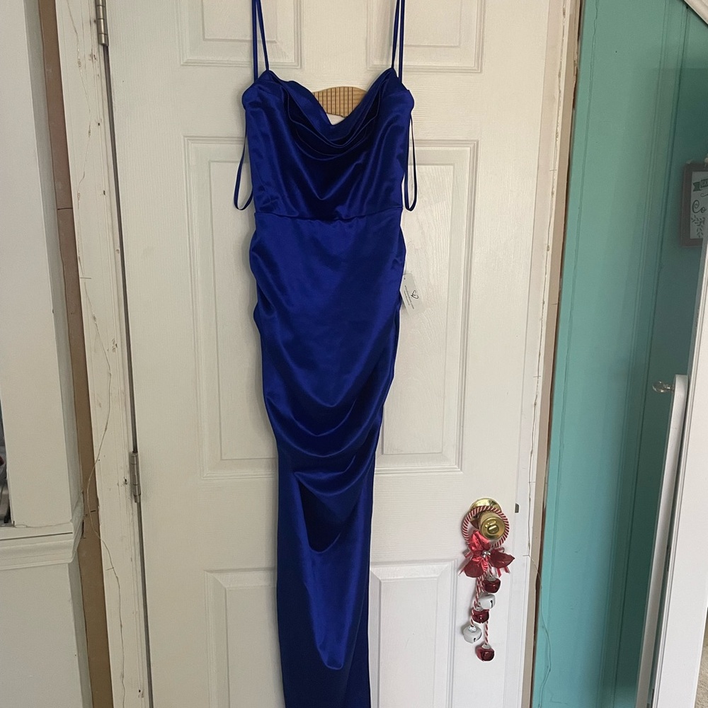 Windsor Royal Blue Satin Maxi Dress
